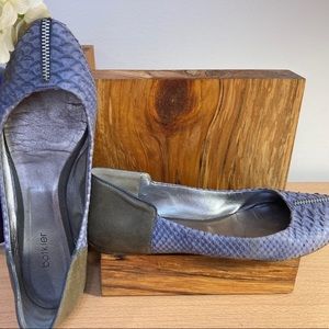 Botkier Blue Snakeskin leather zipper flats 7.5, 8